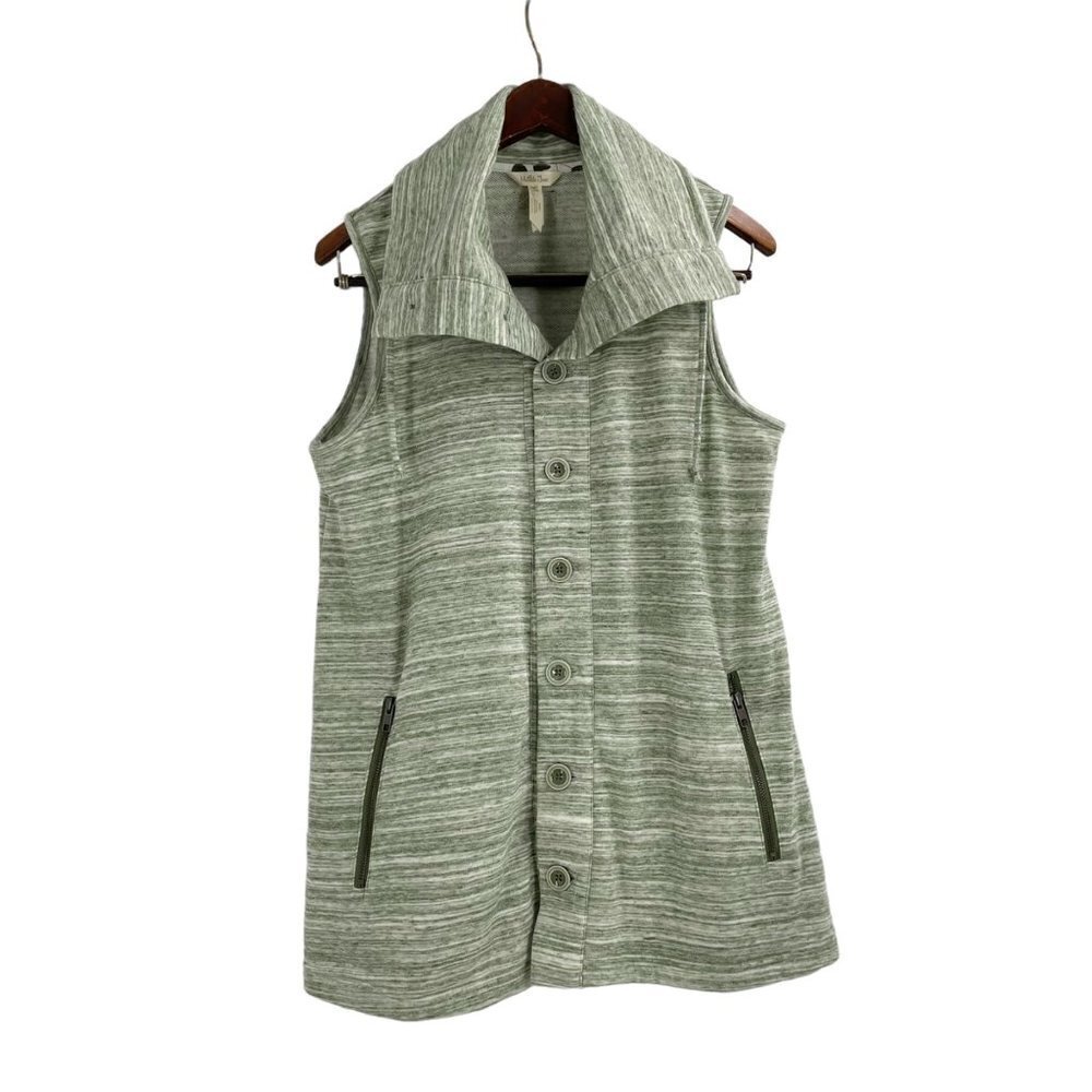 Matilda Jane Out the Door Green Heathered Button Up Vest Womens Size Medium